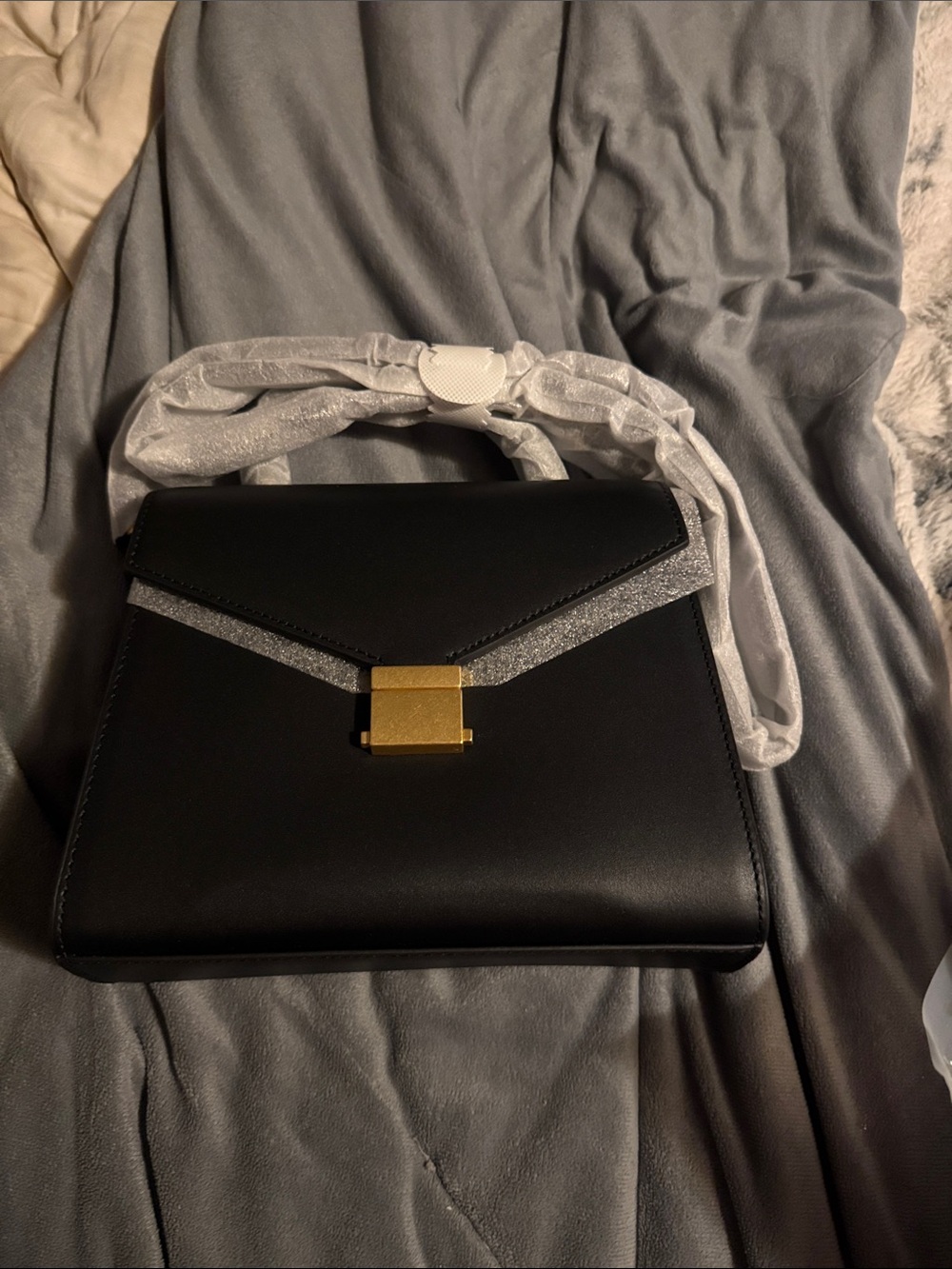 Quince Italian Leather top Handle Crossbody satchel black